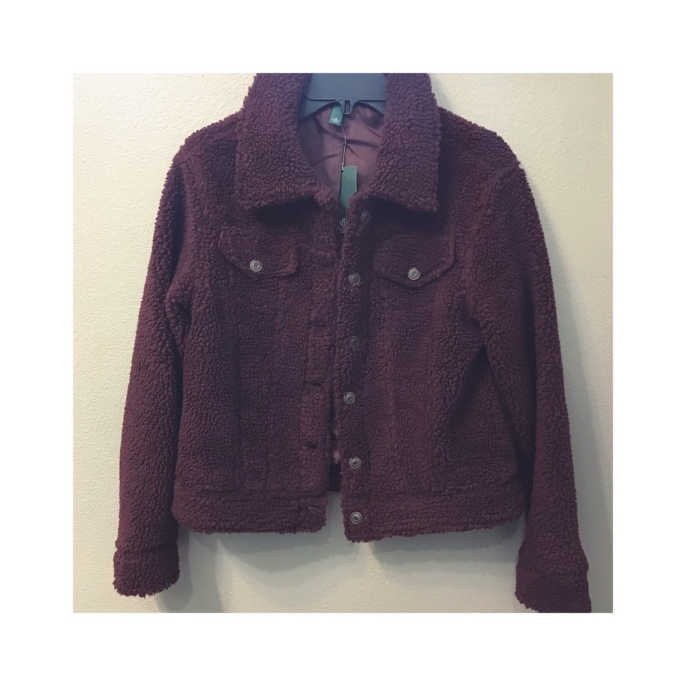 Wild Fable Fuzzy Trucker Jacket - Burgundy